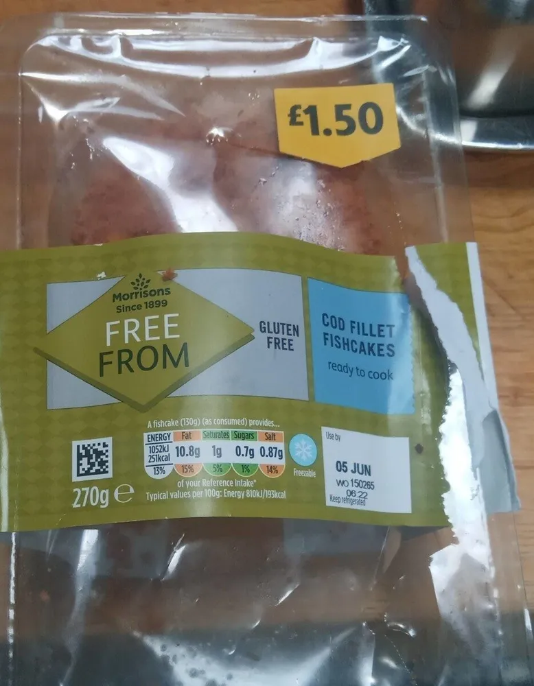 Free From Cod Fillet Fish Cakes