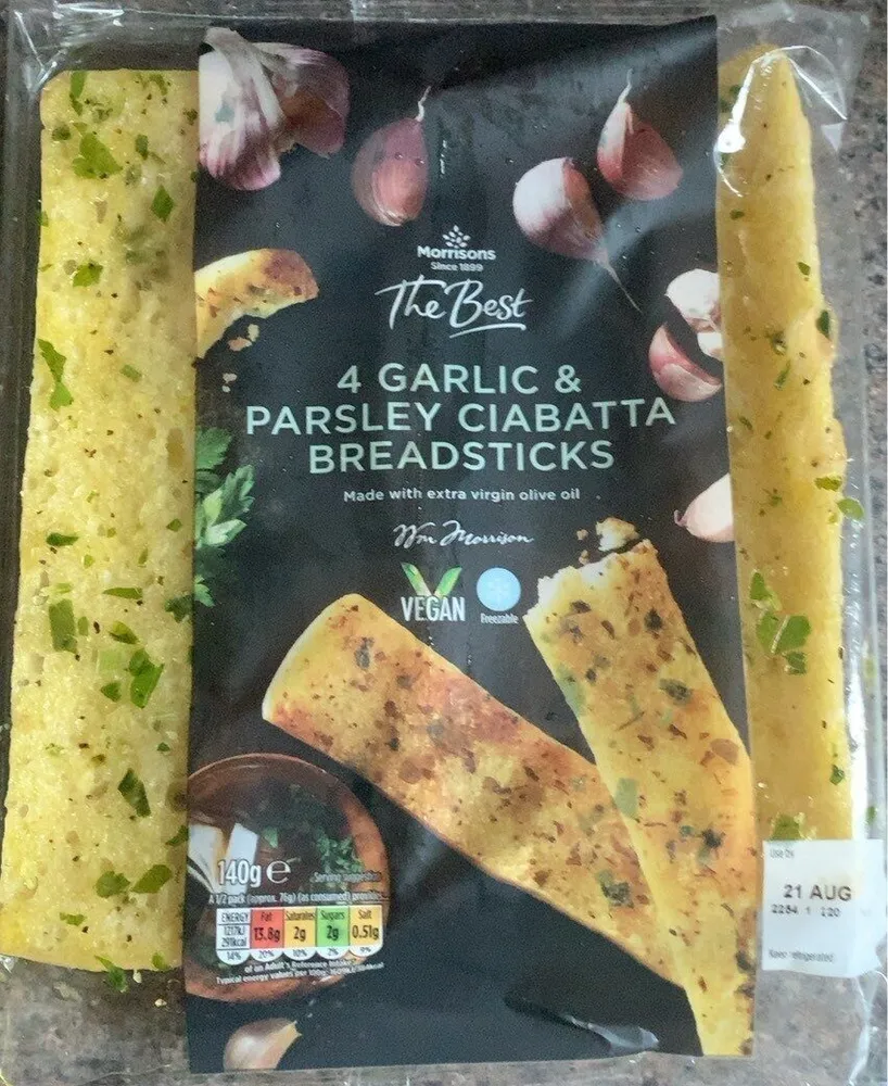 4 Garlic & Parsley Ciabatta Breadsticks