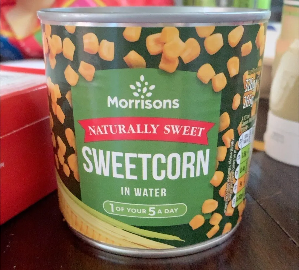 Naturally sweet sweetcorn in water