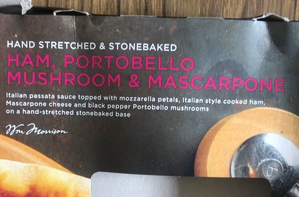 Ham portobello mushroom and mascarpone pizza