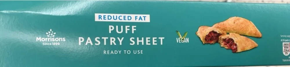 Reduced far puff pastry sheet