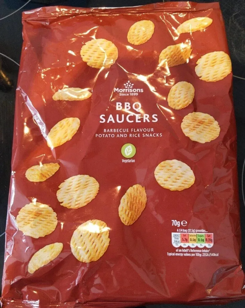 BBQ saucer barbecue flavour potato and rice snacks
