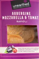 Aubergine mozzarella & tomato ravioli