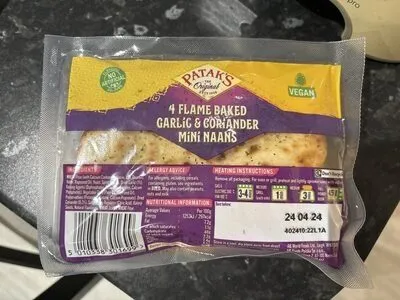 4 Flame Baked Garlic & Coriander Mini Naans