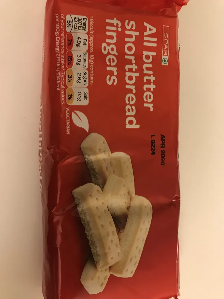 All butter shortbread fingers