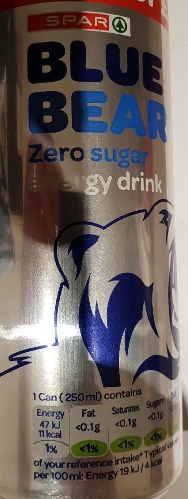 Blue bear zero sugar energy drink