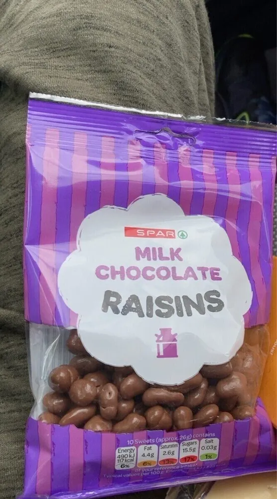 Milk chocolate raisins