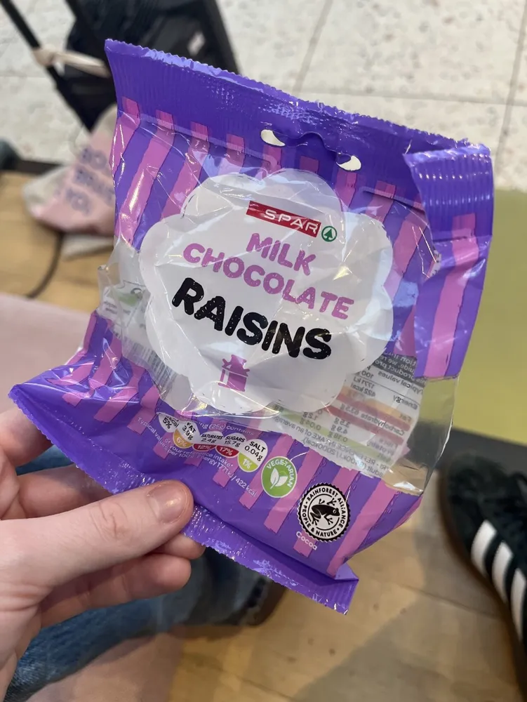 Milk chocolate raisins