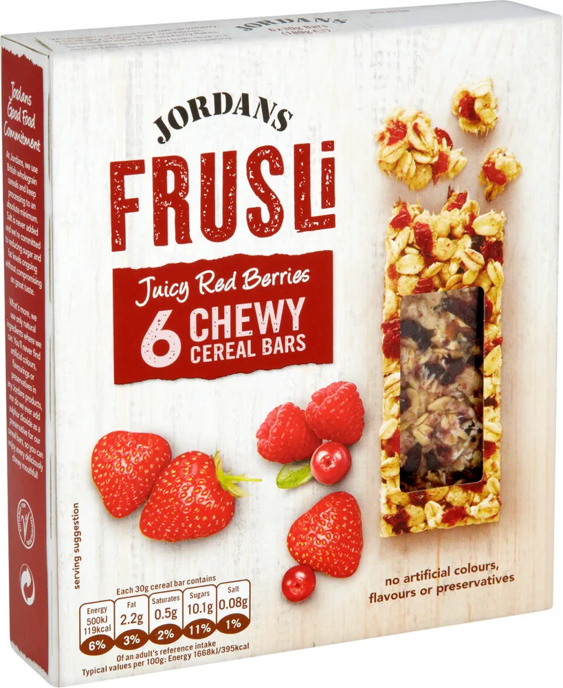 Frusli Juicy Red Berries Chewy Cereals Bars 6 x (180g)