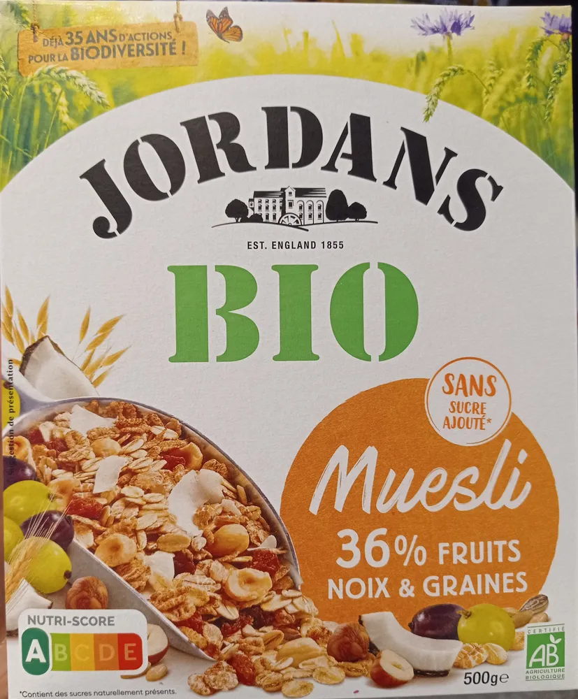 Muesli bio 36% fruits, noix & graines
