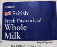 Fresh pasteurised whole milk