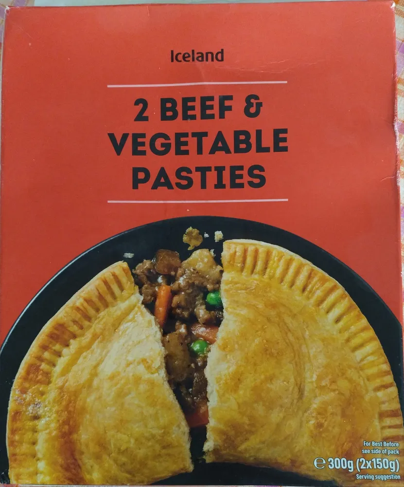 2 Beef & Vegetable Pasties