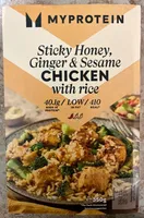 Sticky Honey, Ginger & Sesame Chicken with rice