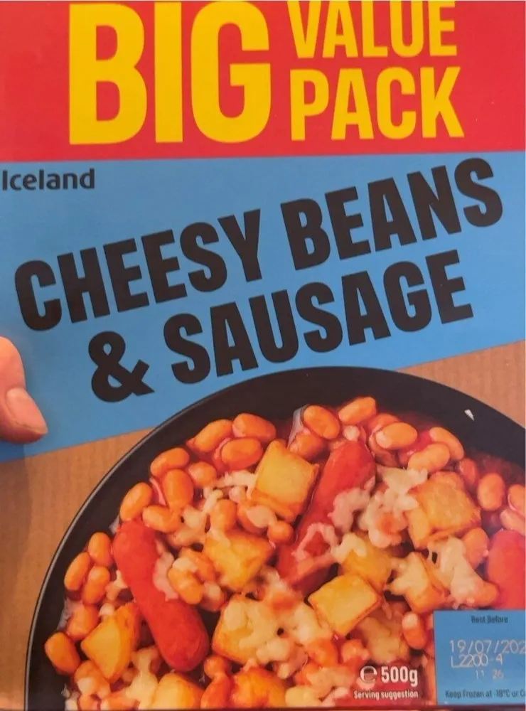 Cheesy beans and sausage