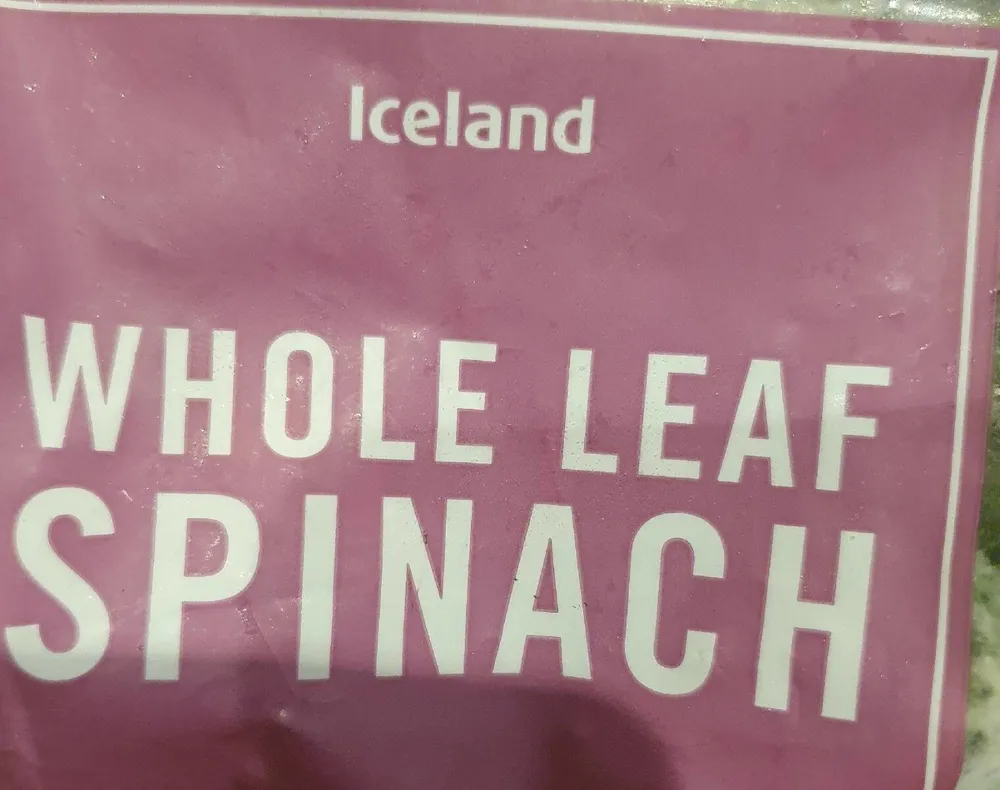 Whole leaf spinach