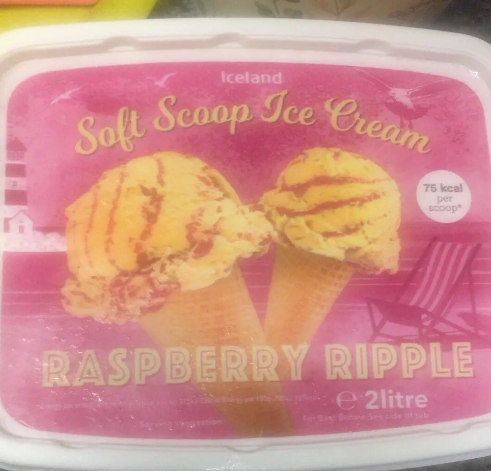 Soft scoop ice cream raspberry ripple