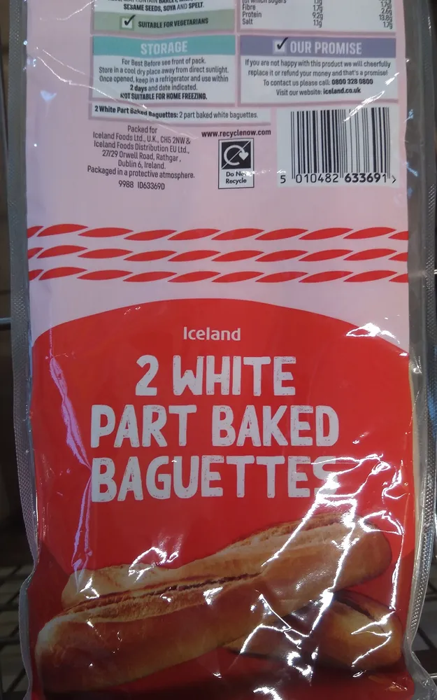 Iceland Part Baked Baguettes 2pk