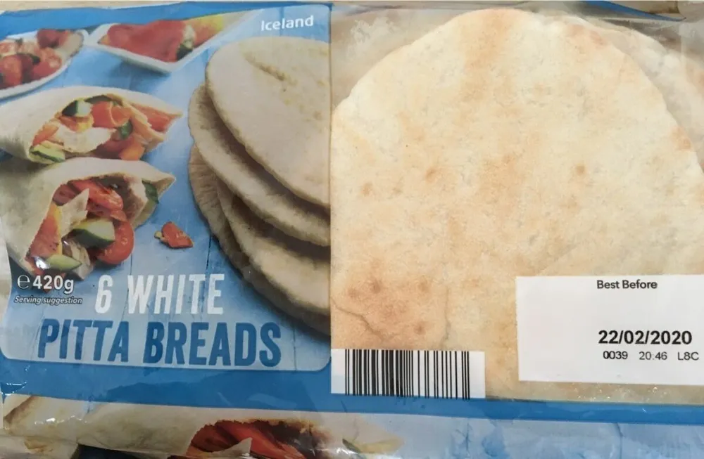 6 White Pitta Breads
