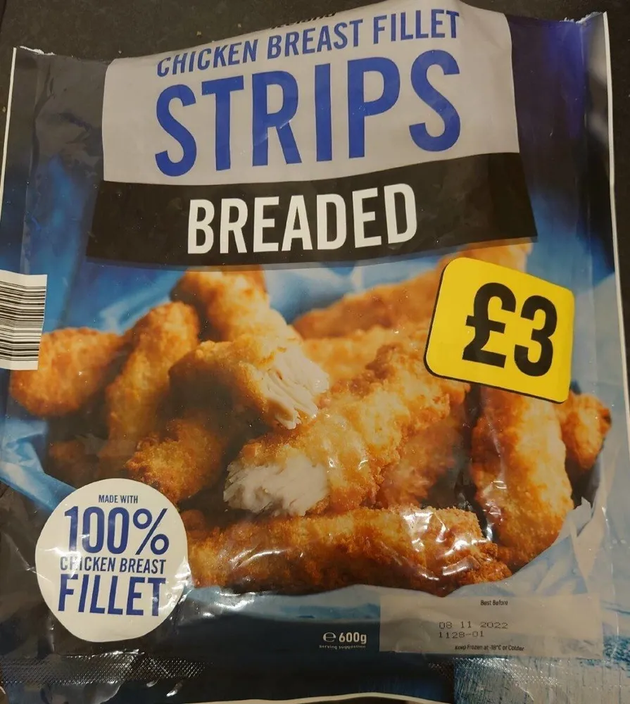 Strips breaded chicken