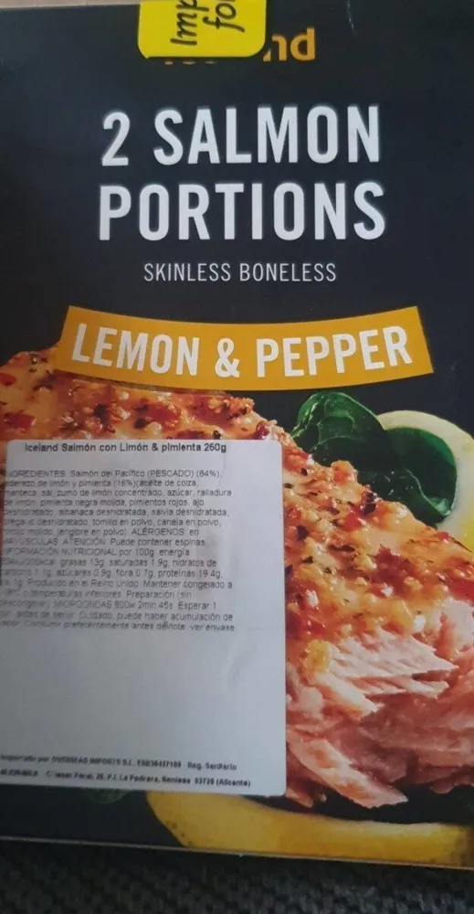 2 salmon portions of lemon and pepper