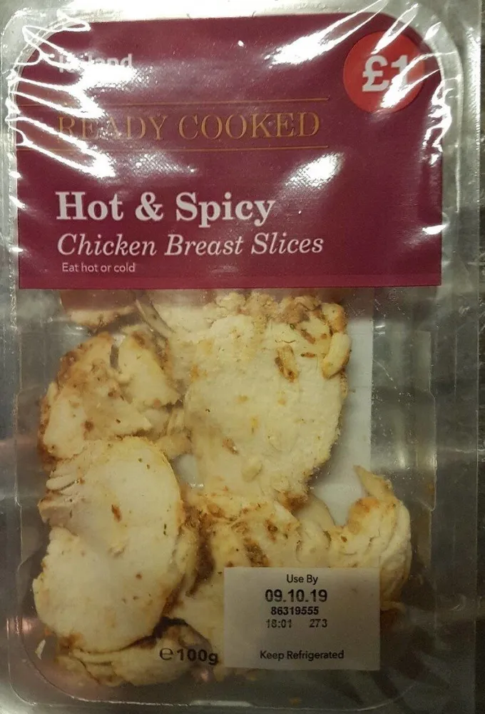 Hot and spicy chicken breast slices