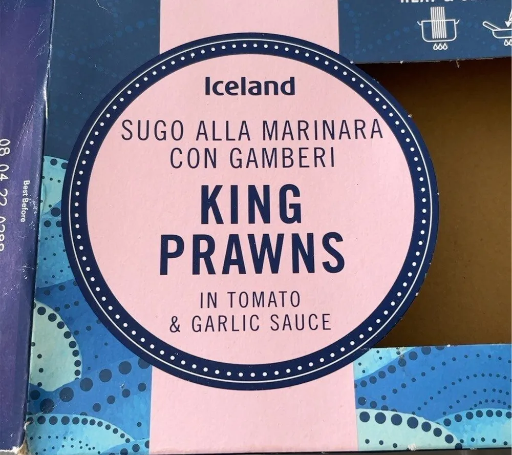 Sugo alla marinara con gamberi king prawns
