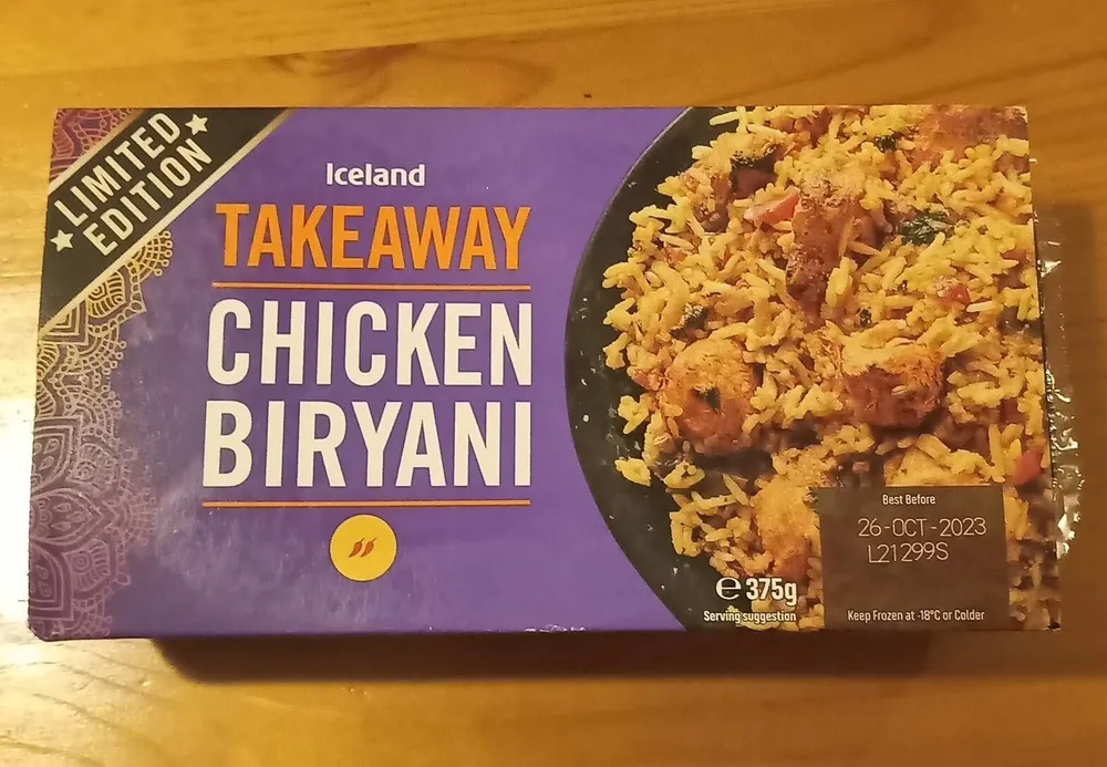 Takeaway chicken biryani