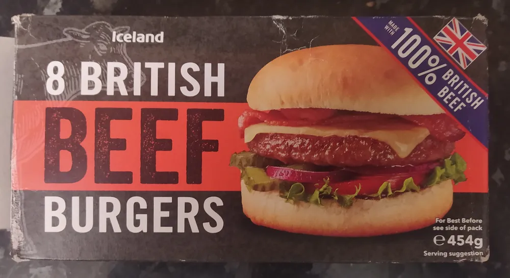 Iceland British Beef Burgers 2oz 8pk
