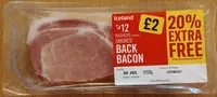 Smoked rindless back bacon rashers with added water