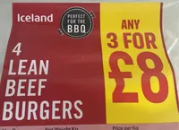 4 lean beef burgers