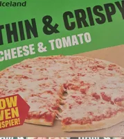 Thin and crispy cheese and tomatoe pizza