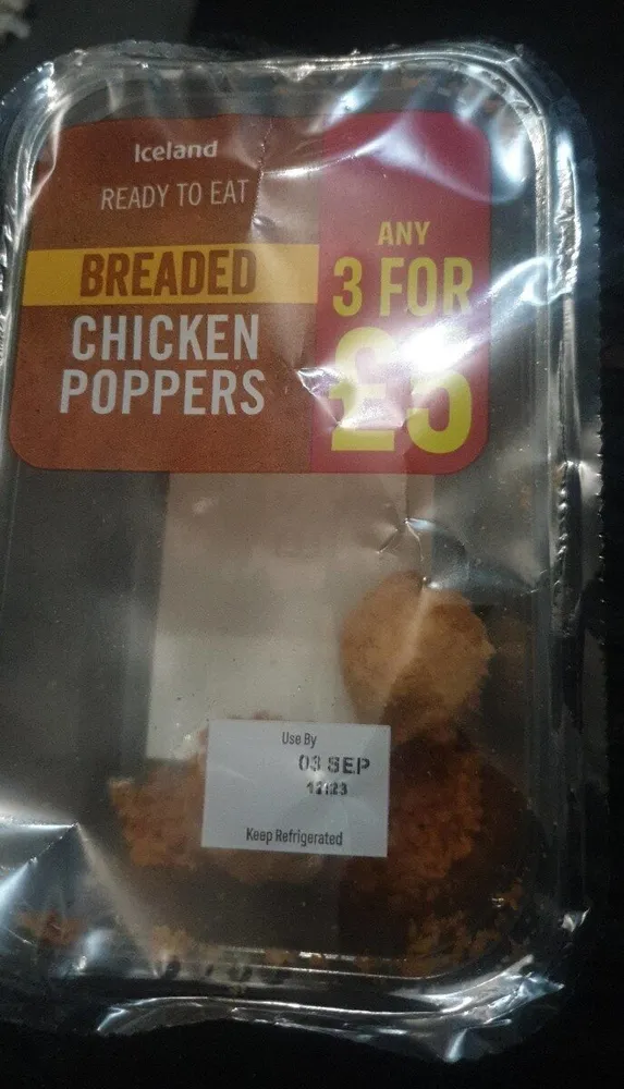 Breaded chicken poppers