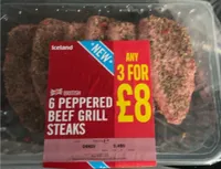 Peppered beef grill steaks