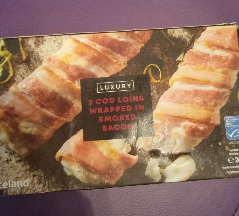 Cod loins in smoky bacon