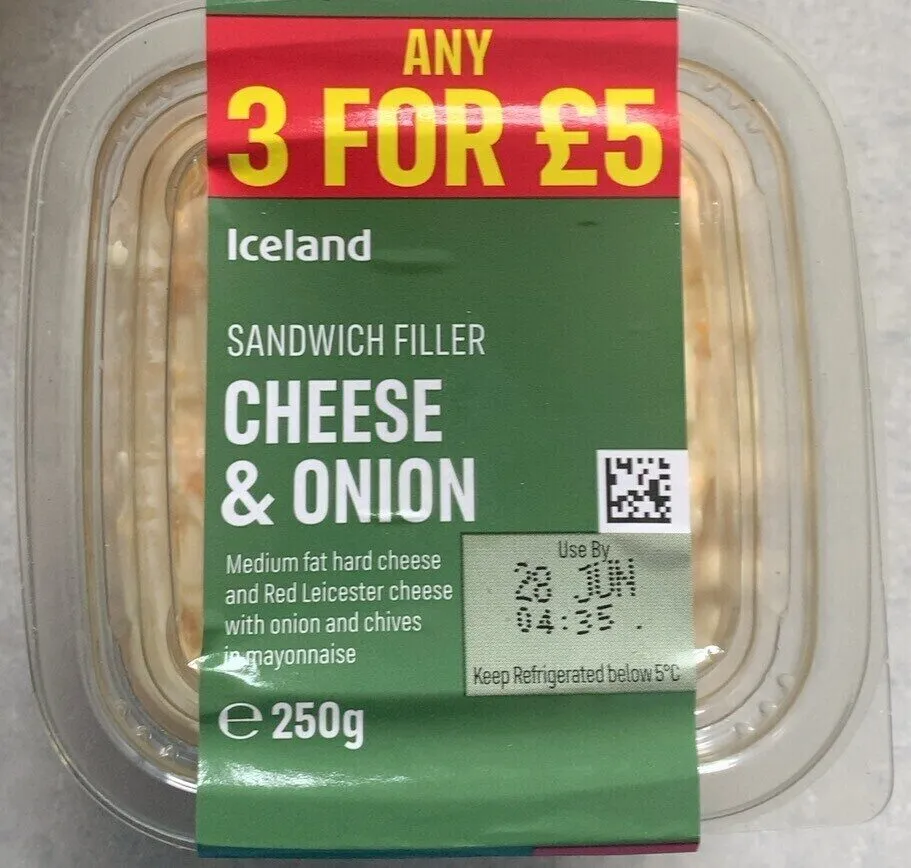 Cheese and onion sandwich filler