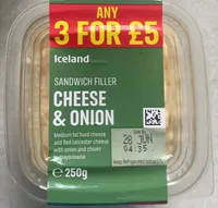 Cheese and onion sandwich filler