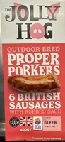 Outdoor Bred Proper Porkers 6 British Sausages with rubbed sage
