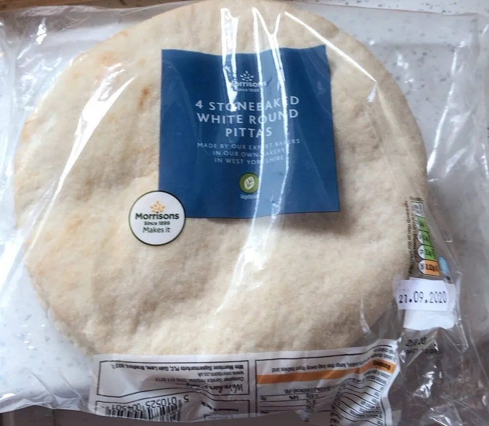 Stone baked white round pittas