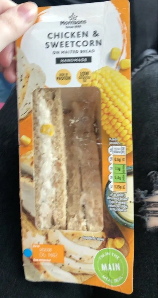 Chicken & sweetcorn sandwich on malted bread