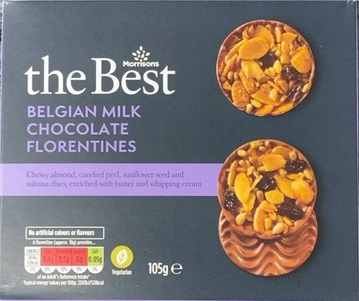 Belgian milk chocolate florentines