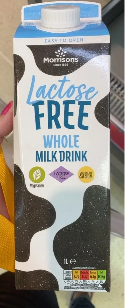 Lactose free whole milk drink