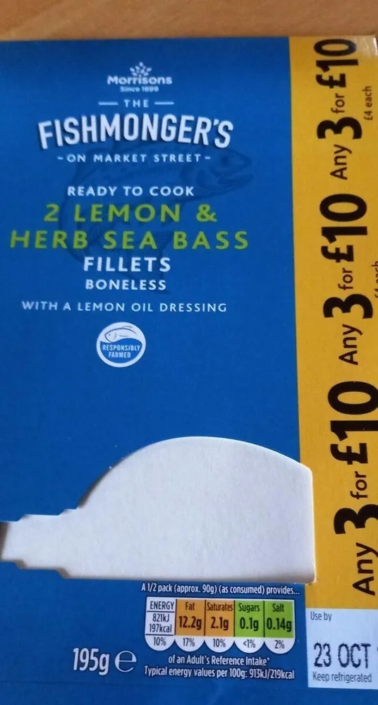 Lemon and Herd Sea Bass x 2
