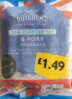 50% Reduced Fat 8 pork sausages