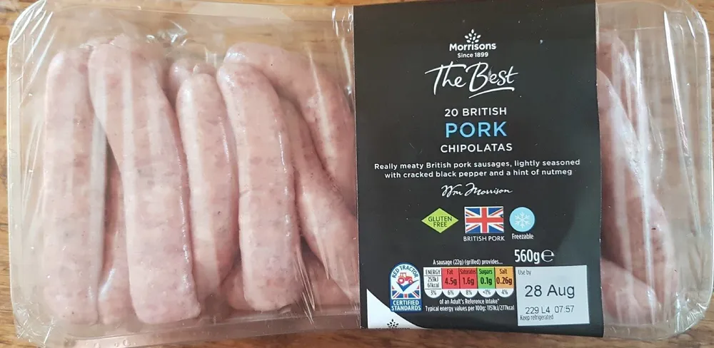 20 British Pork Chipolatas