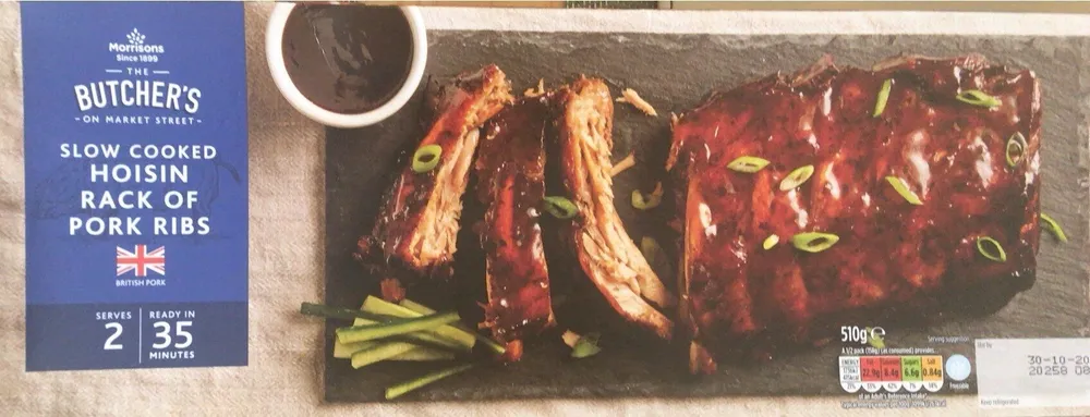 Slow cooked hoisin rack of pork ribs