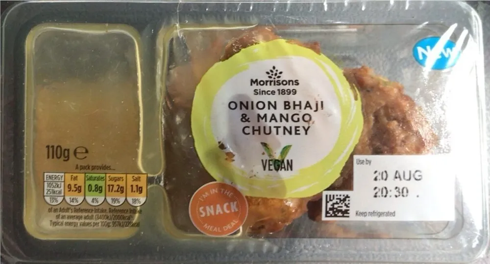 Morrisons ONION BHAJIS WITH MANGO CHUTNEY Oge A pa