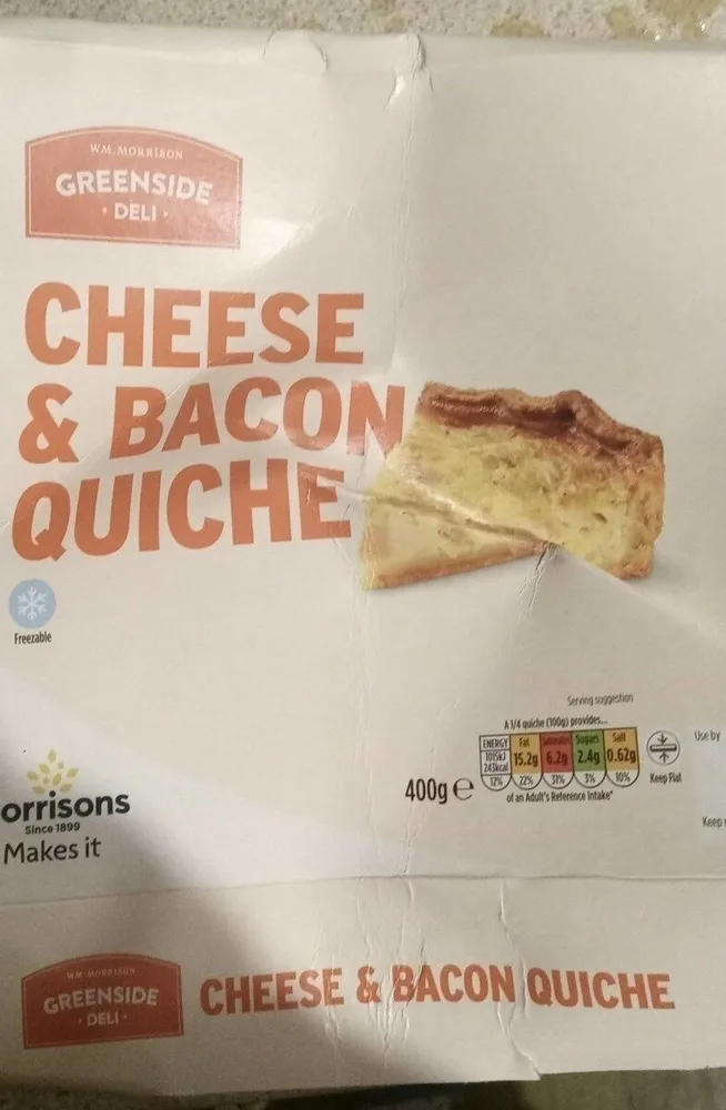 Cheese and bacon quiche