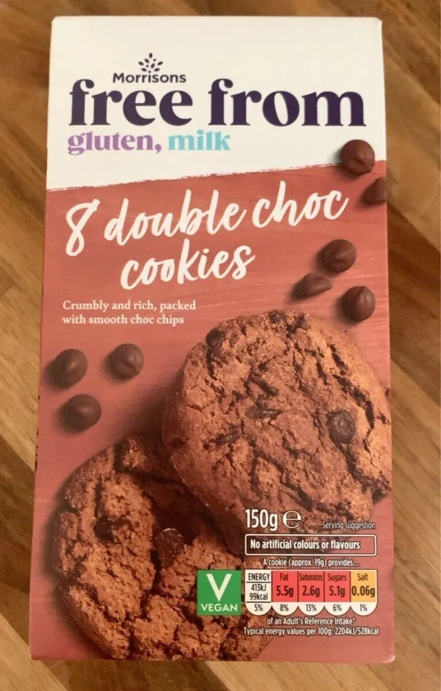 8 double choc cookies