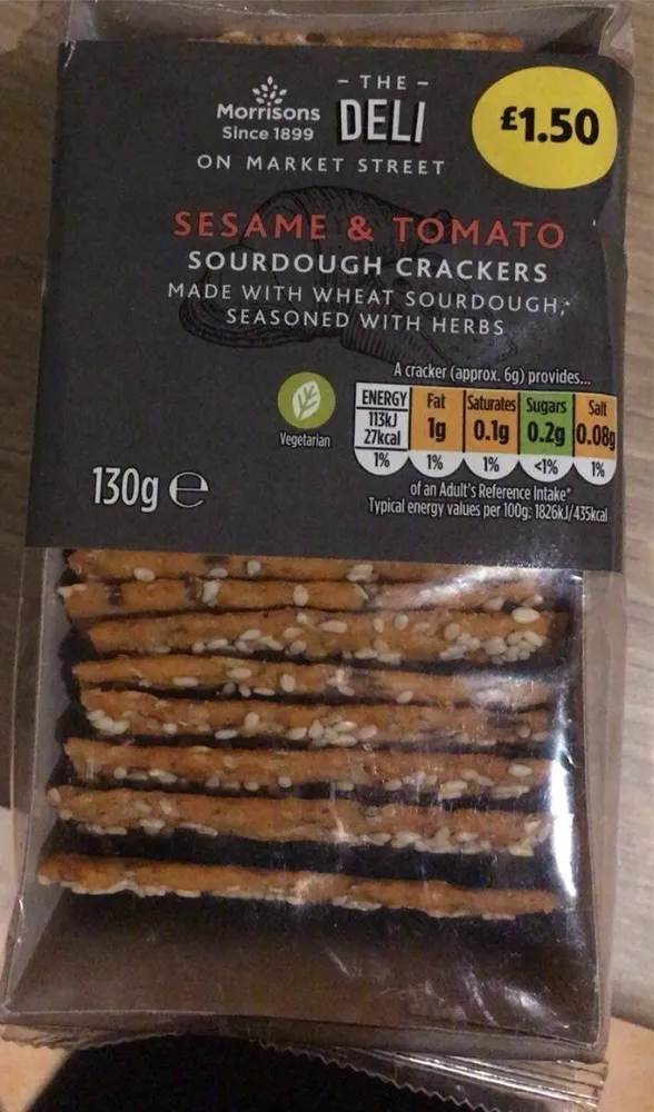 Sesame and Tomato Sourdough Crackers