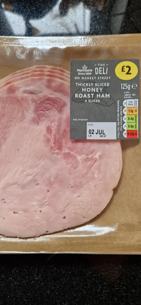 The deli thickly sliced honey roast ham